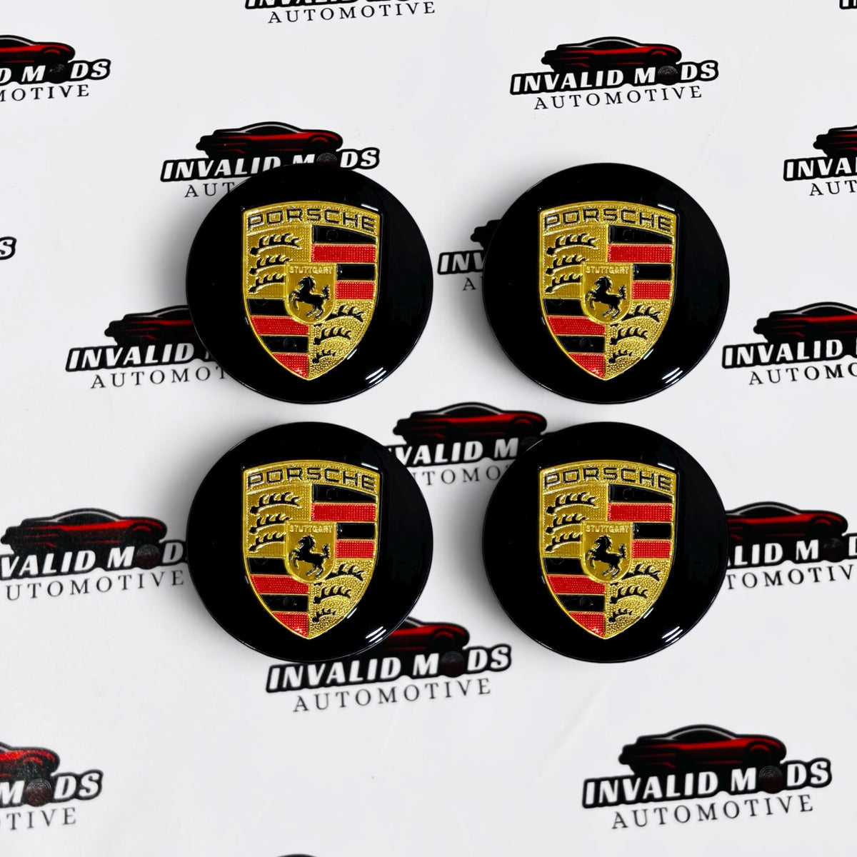 Porsche Wheel Center Caps | OEM-Style & Black Premium Set of 4