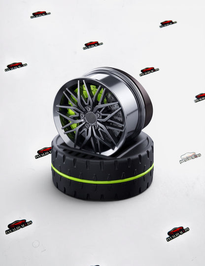 Solar Alloy Wheel Car Air Freshener | Rotating Dashboard Perfume Diffuser