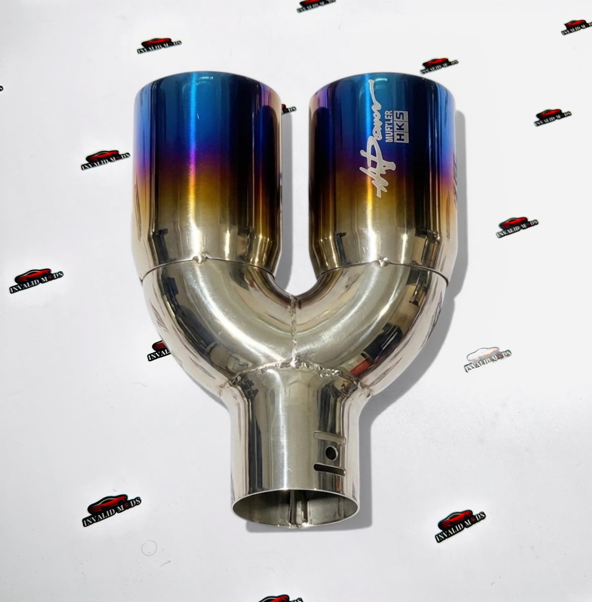 HKS Style Dual Exhaust Tip Burnt Blue | Stainless Steel Universal Performance Muffler Tip