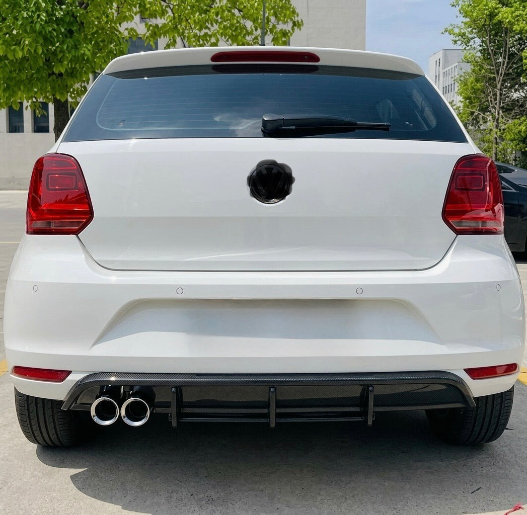 VW Polo Rear Diffuser with Dummy Exhaust Tips | Glossy Black Sport Upgrade for 2014+ Models