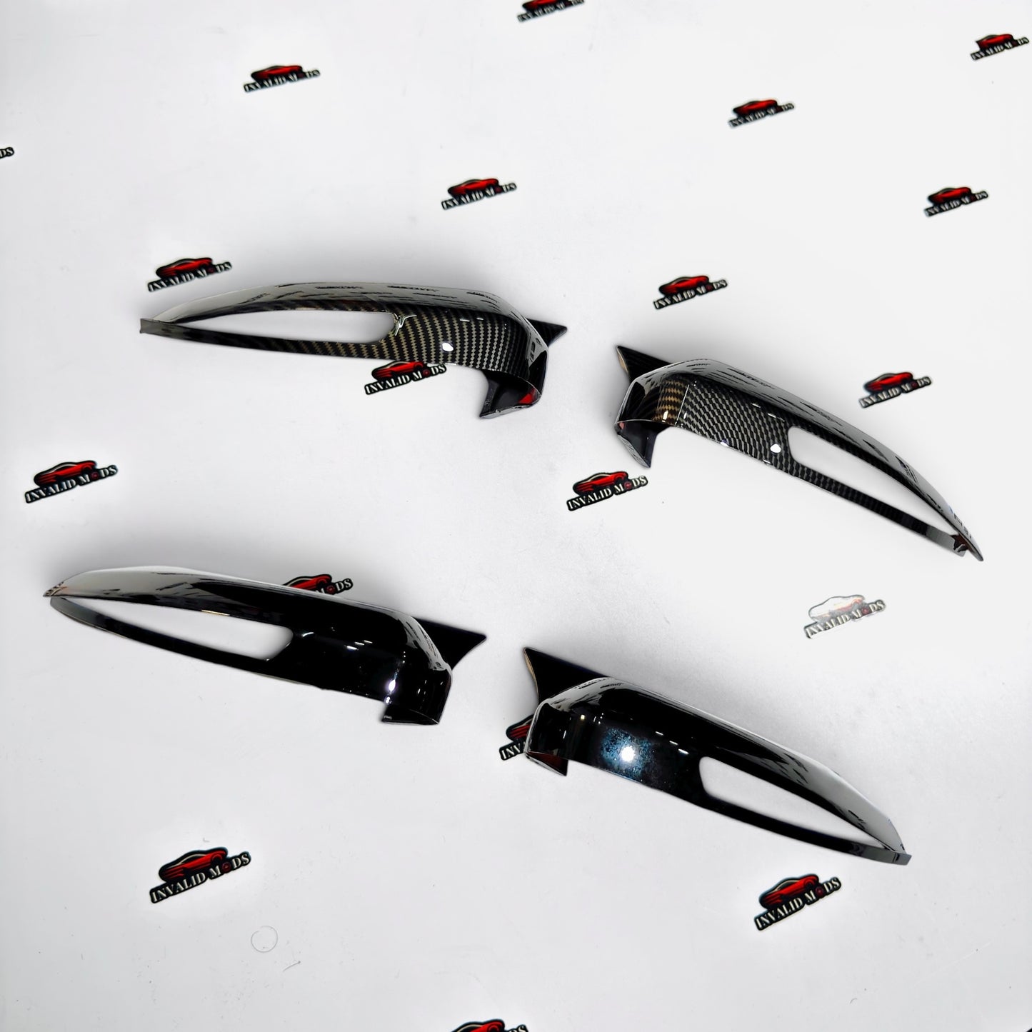 Batman Style Mirror Covers for Tata Punch, Nexon, Tiago & Tigor | Gloss Black ABS