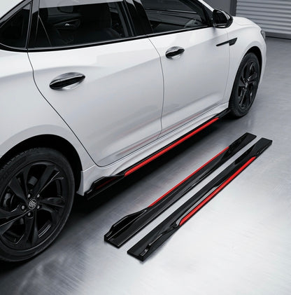 Universal 240 Side Skirt Extensions | Gloss Black with Red Accent Lip