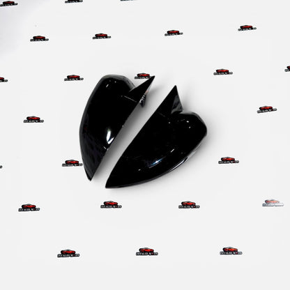 Batman Style Mirror Covers for Tata Punch, Nexon, Tiago & Tigor | Gloss Black ABS