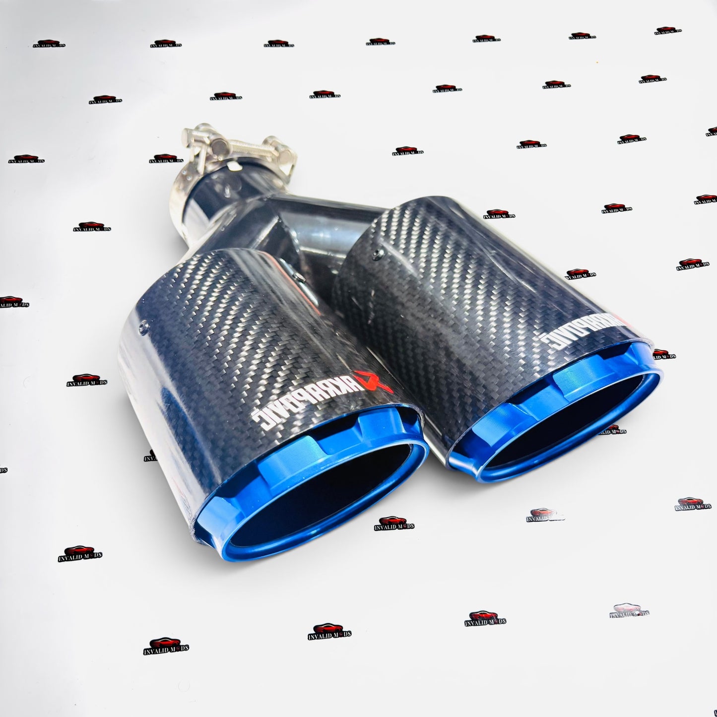 Akrapovic Dual Exhaust Tip | Blue Outlet Carbon Fiber Finish | Universal Performance Exhaust Tip (1pc))