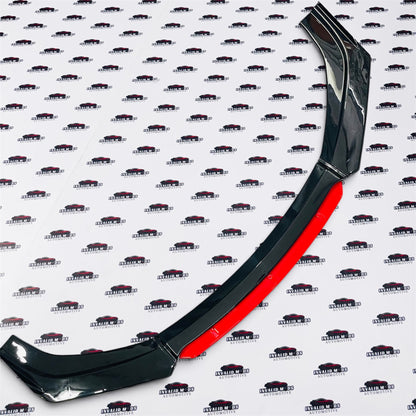 Universal Front Red Lip Splitter & Front + Sides | Gloss Black Aerodynamic Design