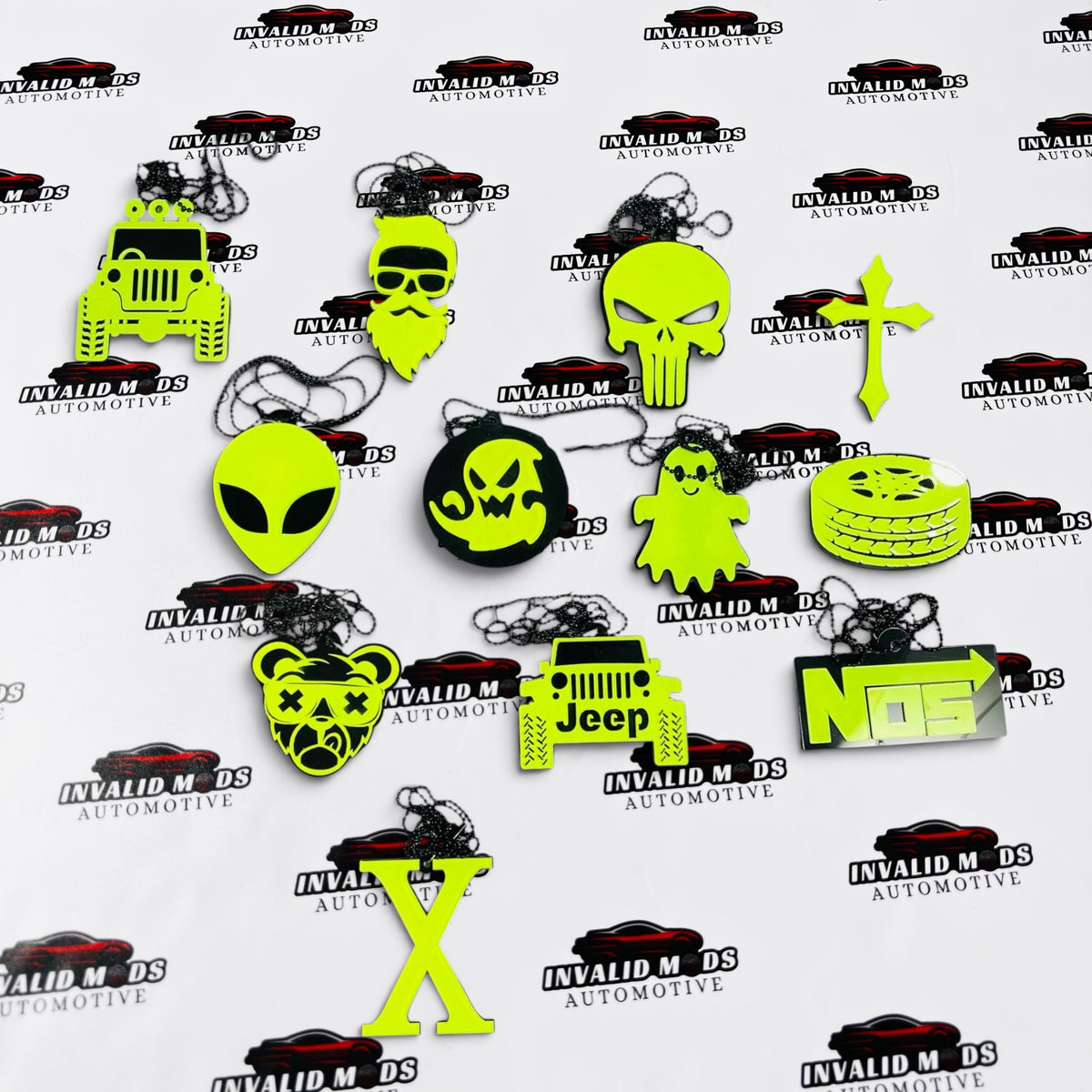 Neon Fluorescent Car Mirror Hanging – Car Enthusiast Interior Decor