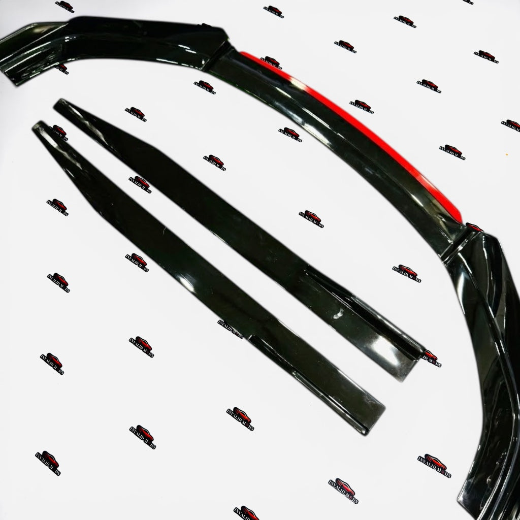 Universal Front Splitter and Side Skirt Kit (6 Pieces) | Universal Red lip Splitter