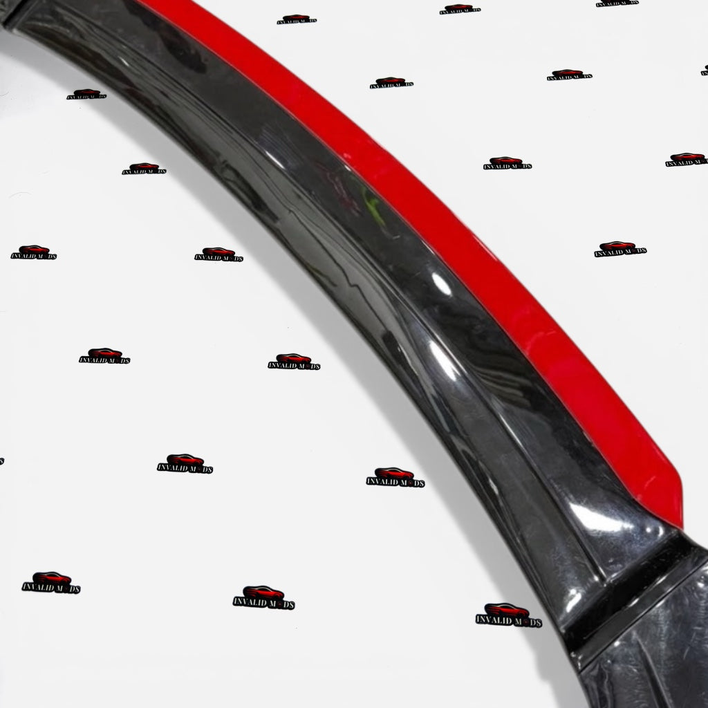 Universal Front Red Lip Splitter Kit Set of 4pc| Gloss Black Aerodynamic Design