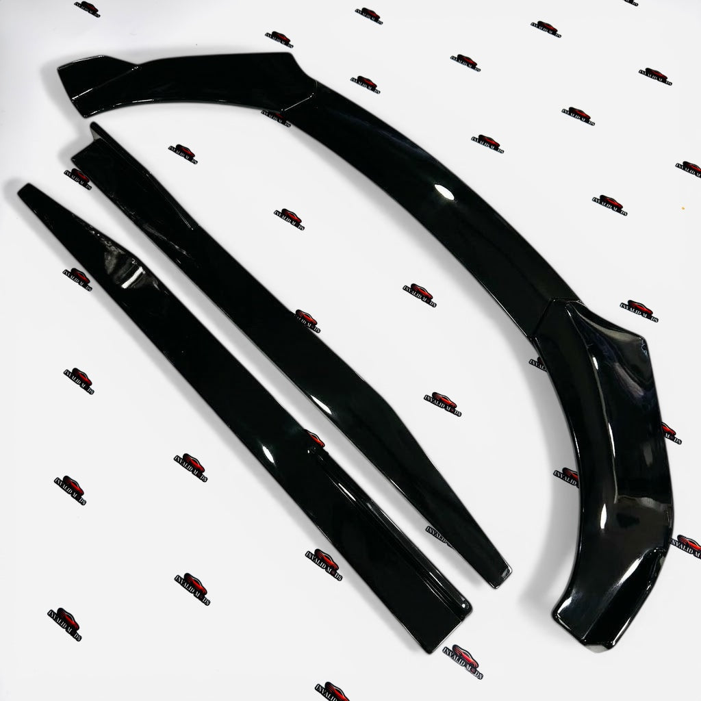 Universal Front Splitter and Side Skirt Kit (5 Pieces) | Gloss Black Aftermarket