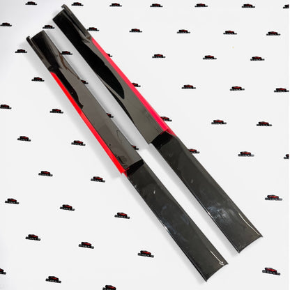 Universal Side Skirt Extensions | Gloss Black with Red Accent Lip