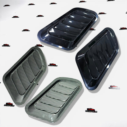 Universal Hood Scoop Set of 2 | Sporty Aftermarket Black & Carbon Finish