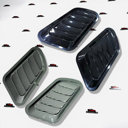 Universal Hood Scoop Set of 2 | Sporty Aftermarket Black & Carbon Finish
