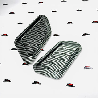 Universal Hood Scoop Set of 2 | Sporty Aftermarket Black & Carbon Finish