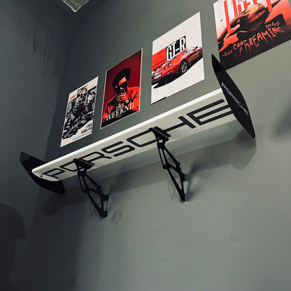 Porsche Style Spoiler Shelf White Sports Wing | Porsche Design Shelf