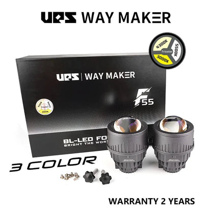 UPS Way Maker F55 3-Inch Tri-Color Bi-LED Projector Fog Lamp – Universal Fit