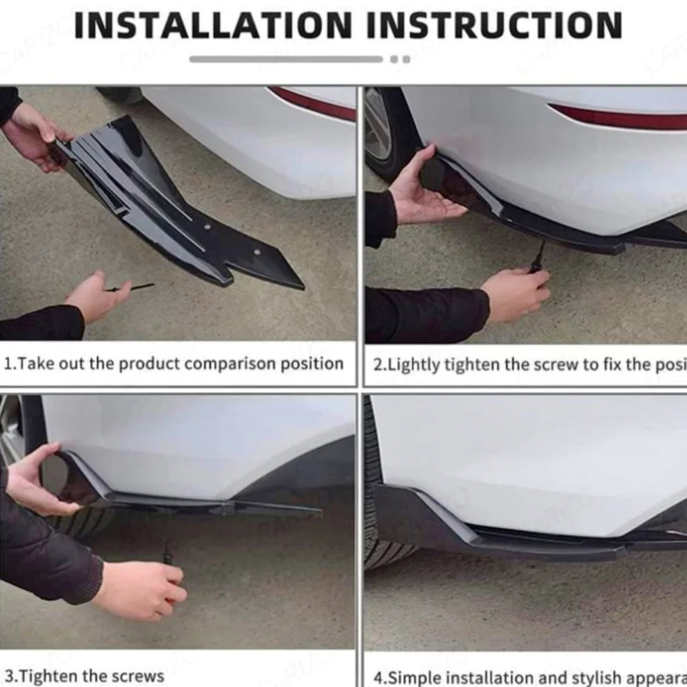 Universal Fish Rear skirt Splitters | Gloss Black | ABS