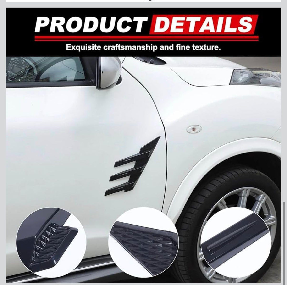Universal Rear Windshield Spoiler Fins / Side Door Fins | Roof Window Air Splitters